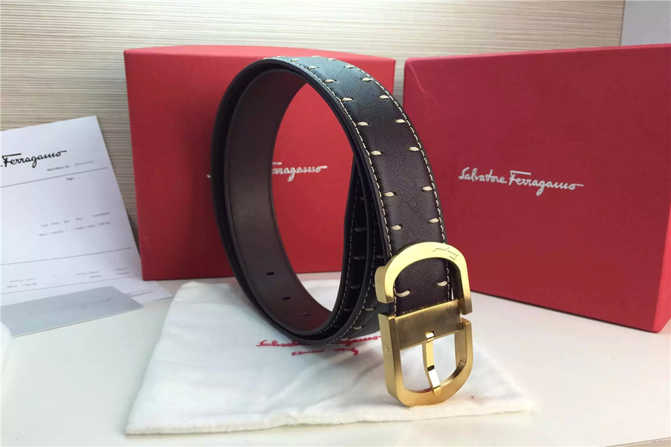 Ferragamo Gentle Monster leather belt with double gancini buckle GM182